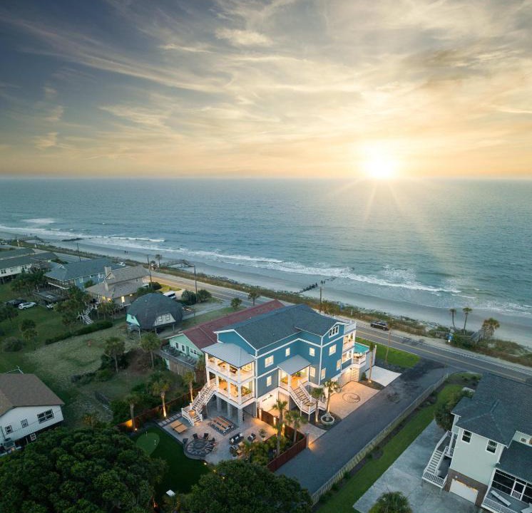 Folly Beach House | Beachfront Pool Outdoor Kitchen Firepit Putting Green