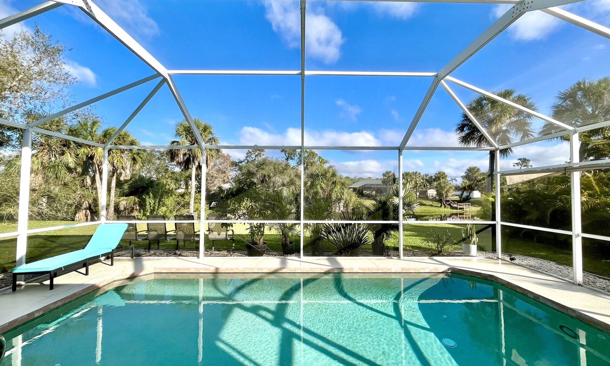 North Port House | Charming 2BR waterfront retreat with serene views and heated pool