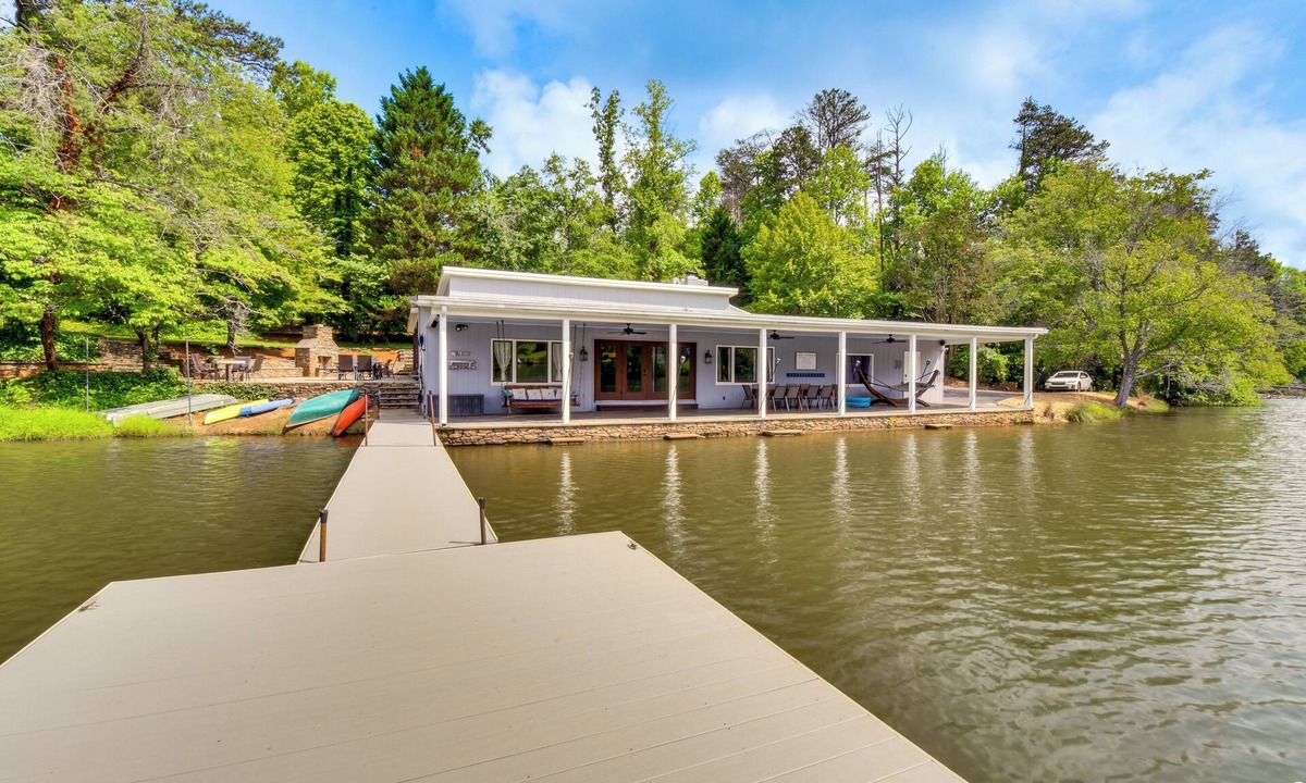 Six Mile House | Hot Tub, Dock, Lakefront: Luxe Six Mile Retreat