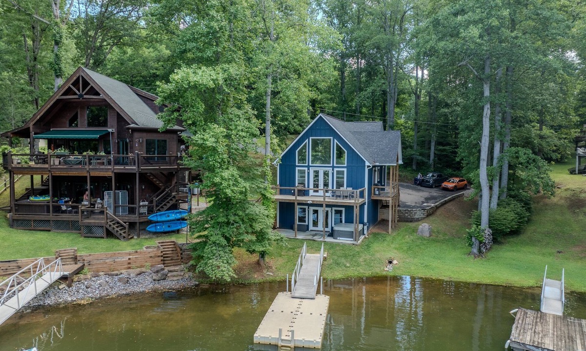 Robbinsville House | Lakefront Home with Dock, Hot Tub & Views