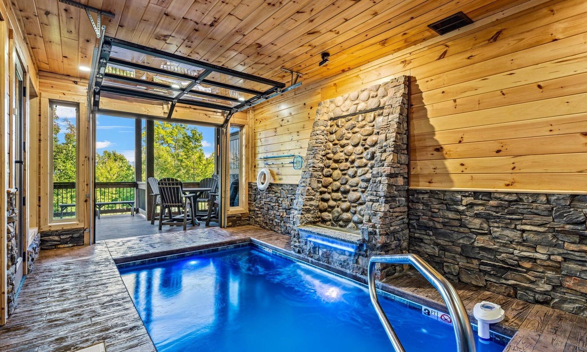 Sevierville Cabin | Private Indoor Pool Luxury Lodge Theater, Firepit