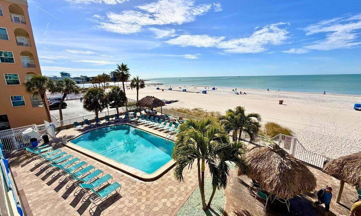 Madeira Beach Condo | 🌴Sandy Shores #204 - Across from John's Pass, Pool, Gulf front!🌴