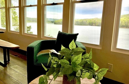 La Follette Cabin | 9 bdrm covered dock, firepit and large bar on water, Baltic hot tub, sleeps 26,