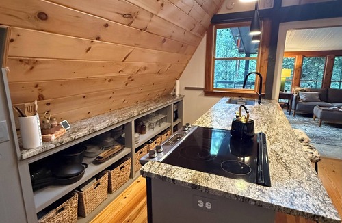 Ellijay Cabin | A Frame - Riverfront Views - Deck - Patio - Fly Fishing - Stone Fireplace