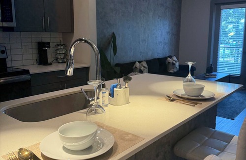 Lindridge-Martin Manor Apartment | Buckhead Black and white suite close to all you’ll need
