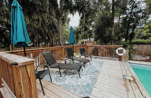 Port Royal House | Chic Family - Friendly 3BR Home w/Pool, Hot Tub & Fire pit near Parris Island
