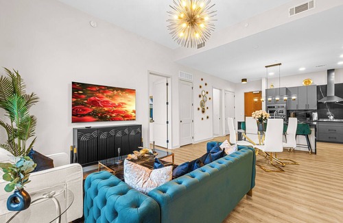 Peachtree Center Condo | Emerald Grand: 27th Floor Penthouse in ATL | 14ft Ceilings, FIFA & Skyline Views