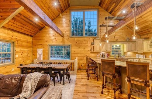 Blue Ridge Cabin | Outdoor Fireplace, Arcade, Theater, Hot Tub, 4 King, Aska Area, 4 Kings