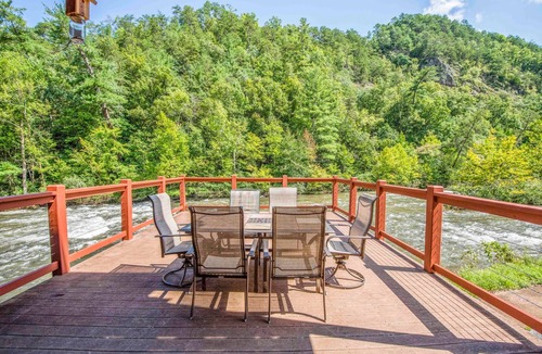 Tellico Plains Cabin | Riverfront Premium Cabin, 3 bed 3.5 bath, On the River, Sleep 10