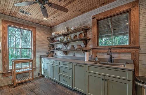 Darien Cabin | Rum Runner's Cabin w/docks, pool, & private firepit on Emma's Driftwood Farm