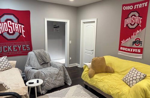 Braselton Apartment | Spacious bedroom with closet, tv and full bed, along with apartment amenities.