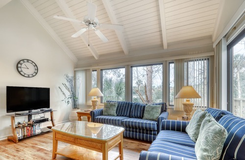 Night Heron House | Waterfront getaway in heart of Sea Pines - short walk to beach & steps to pool