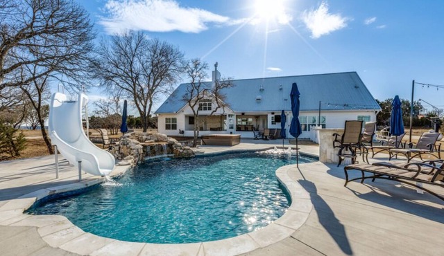 8 Acre Private Hilltop Estate with pool, fire pit, hot tub and game room!