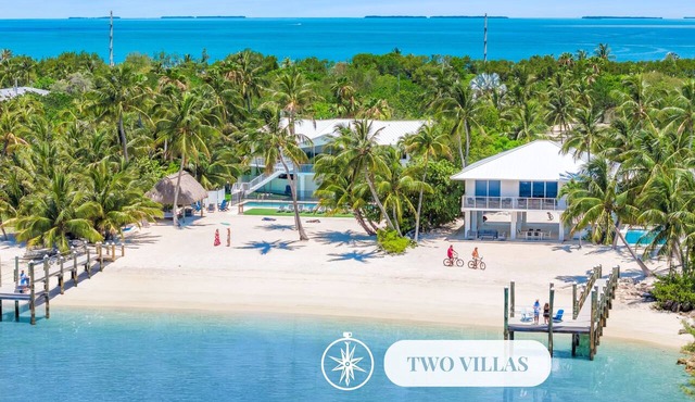 Beachfront Estate - Two Villas/Heated Pools/Docks/Dolphin & Mahi Key