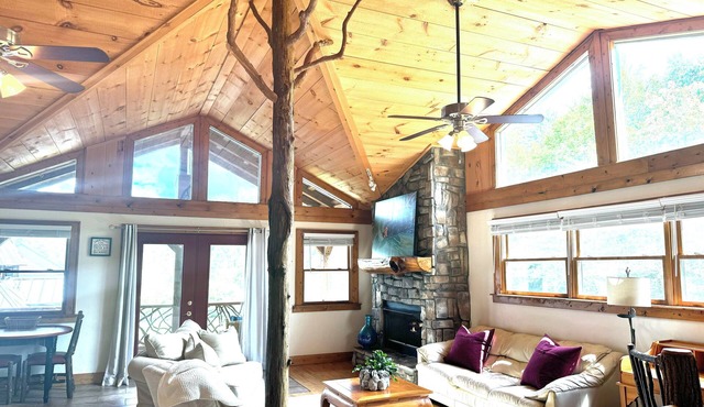 Charming 2 bedroom in between Highlands/Cashiers fireplace, steam shower
