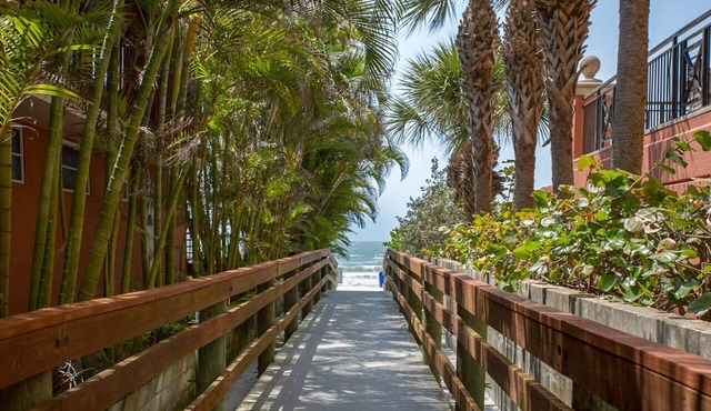 Great Value! Steps to Beach - Large Patio Area ~ Heated Pool ~ Free Parking - Ground Floor Condo