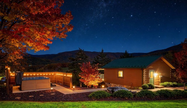 HUGE summer SAVINGS LURAY Mountain getaway Private Log cabin 8 Hot Tub Fireplace