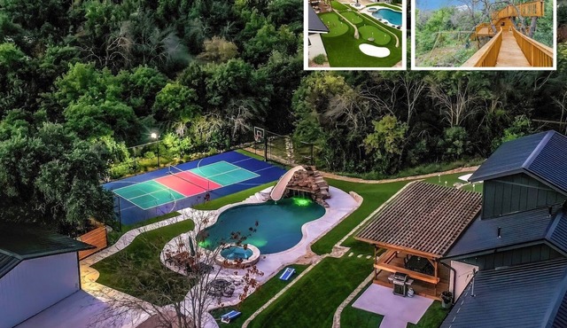 INCREDIBLE Pool with slide SportCourt MiniGolf Arcade Firepit on 5 acres