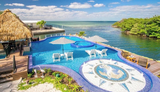 Isabella on Paradise Place 2 bed 2 bath with Exotic Magnificent pool and Open water views 200 ft of dockage
