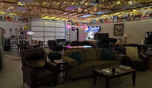 Marc’s Mancave is a great space to enjoy a ballgame weekend or Oxford get away