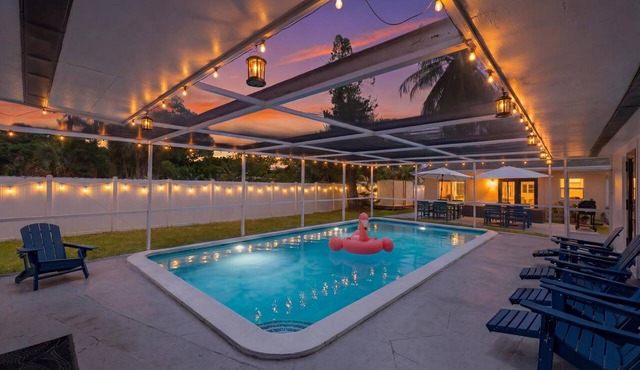 Miami Vice. Vibe with Pool, Patio, BBQ, & Games.