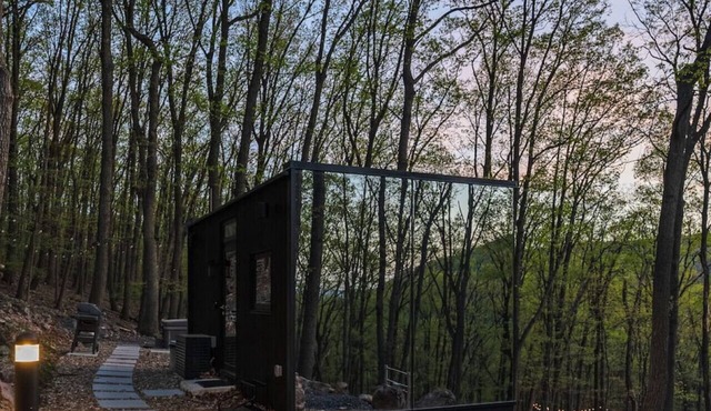 Romantic Mirror Cabin Hot Tub Fire Pit Views