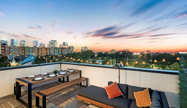 Stunning sunsets at Rooftop Cinema. Secure parking